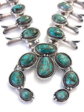 Vintage Navajo Sterling Silver Nevada Turquoise Squash Blossom Set