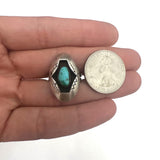 Sz 7 Vintage Native American Sterling Silver Shadow Box Turquoise Ring