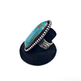 Sz 8.75 Sterling Silver & Nevada Turquoise Ring By Navajo Artist Chimney Butte