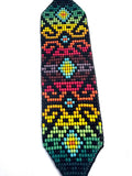 Beaded Wide Bracelet, Multi-Color Tiny Beads, Tribal Jewelry