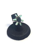 Vintage Sterling Silver, Turquoise, & Onyx Detailed Turtle Ring, Size 4.5