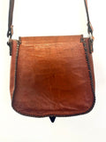 Vintage Leather Crossbody Bag, Southwestern Style, Woven Textile Leather Purse