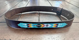 Leather Hat-band with Beaded Work, Adjustable, Cowgirl / Cowboy Hat Accessory