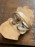 Vintage Navajo Kingman Turquoise Sterling Silver Leaf Ring, Size 7
