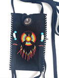 Small Handmade Medicine Leather Bag with Seed Bead Work