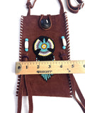 Small Handmade Medicine Leather Bag with Seed Bead Work