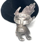 Vintage Zuni Kachina Ring, Multi-Stone Inlay Sterling Silver, Size 7.5