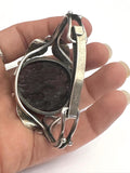 Vintage Sterling Silver Baltic Amber Leaves Design Cuff Bracelet