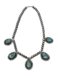 Vintage Native American Sterling Silver & Nevada Turquoise Pendant Necklace