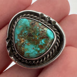 Size 6.75  Vintage Nevada Turquoise Sterling Silver Ring (A052)