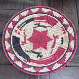 Southwestern Woven Basket, Geometric Bohemian Decor, 14 inch