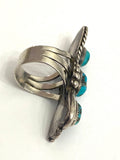 Size 7.5 Vintage Native American Sterling Silver & Turquoise Ring.  A035