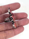 Vintage Native American Sterling Silver Red Spiny Oyster Butterfly Ring Signed