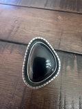 Large Tom Coriz Santo Domingo Black Onyx & Sterling Silver Ring SZ 8 3/4