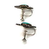 Old Vintage Turquoise Sterling Screw Back Earrings (E006)