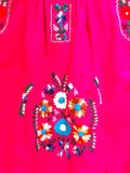Vintage Mexican Dress / Embroidered Caftan/ Floral Embroidery