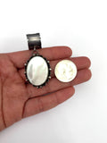Vintage Navajo Sterling Silver & Mother of Pearl Large Pendant By Tony Guerro (N034)
