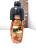 Handmade Japanese Kokeshi Wooden Doll, Burnt Wood Design, 9.5"