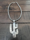 Southwest Saguaro Cactus Sterling Silver Pendant 2 7/8 Inches length