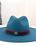 Leather Hat-band with Turquoise Stone, Adjustable, Cowgirl Hat Accessory