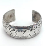 Vintage Southwestern Solid Sterling Silver Pattern Stamped Cuff Bracelet (B050)