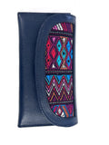 Leather Trifold Wallet, Embroidered Design Wallet With Check Book Slit