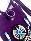Small Handmade Medicine Leather Bag with Seed Bead Work