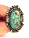 Navajo Bennie Ration Natural Turquoise And Sterling Silver Signed Ring, Sz 7.5