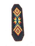 Unisex Leather Beaded Wide Cuff Bracelet / Bead Work Design