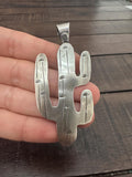 Southwest Saguaro Cactus Sterling Silver Pendant 2 7/8 Inches length