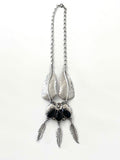 Intricate Vintage Navajo Sterling Silver Onyx Necklace (N023)