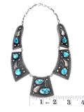 Vintage Navajo/ Native American Sterling Silver & Turquoise Bib Collar Necklace (N006)