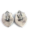 Vintage Sterling Silver Onyx & Garnet Heart Clip-on  Earrings