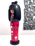 9'' Kokeshi Doll /Vintage Japanese Art/ Handmade / Wood Carved Girl Doll