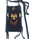 Small Handmade Medicine Leather Bag with Seed Bead Work