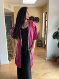 Uzbek Vintage Fully Embroidered Kimono Coat Size M, Suzani Robe Dress