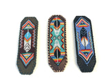 Unisex Leather Beaded Wide Cuff Bracelet / Feather Bead Work Design
