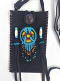 Small Handmade Medicine Leather Bag with Seed Bead Work