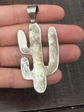 Southwest Saguaro Cactus Sterling Silver Pendant 2 7/8 Inches length