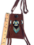 Small Handmade Medicine Leather Bag with Seed Bead Work