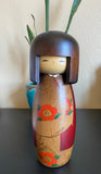 Large Usaburo Kokeshi Doll, Hand-Painted Wooden Folk Art (9.5")