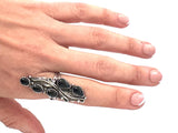 Size 9, Vintage Native American Sterling Silver Ring with Onyx Stones
