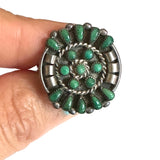 Sz 7 Vintage Native American Sterling Silver & Turquoise Cluster Ring (A010)