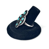 Vintage Sterling Silver Zuni Turquoise Snake Eye Statement Ring Size 8.75 - 5 grams