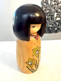 Usaburo Japanese Kokeshi Doll with Flowers