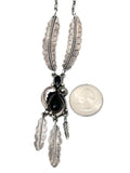 Vintage Navajo Sterling Silver & Onyx Feather Necklace, By S. A. ARVISO (N037)