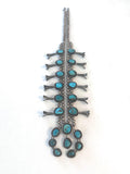 Vintage Navajo Sterling Silver & Turquoise Squash Blossom Necklace 235  Gr.
