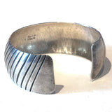 Vintage Navajo Harris Joe  Solid Sterling Silver Stamped Cuff Bracelet (B056)