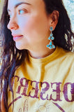 Navajo Sterling Silver Turquoise Dangle Earrings, Handmade by Mary Jane Garcia