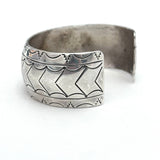 Vintage Southwestern Solid Sterling Silver Pattern Stamped Cuff Bracelet (B050)